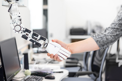 Robot man handshake