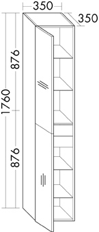HOGEKAST 2DR-L 35CM GLANSWIT