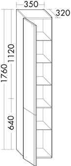 HOGEKAST 2DR-L 35X176X32 GLWIT