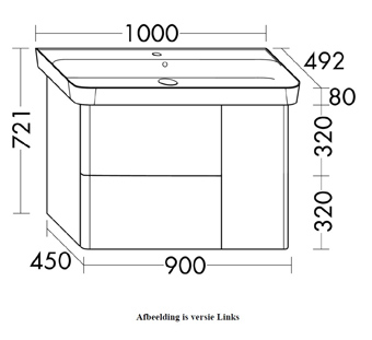 WAST.MEUBEL 2L/1D-L.100CM GLW