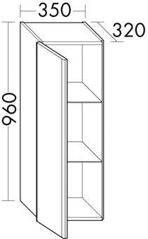 HH KAST 1DR-L 35X96X32 GL WIT