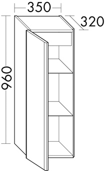 HH KAST 1DR-R 35X96X32 GL WIT