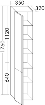 HOGEKAST 2DR-L 35X176X32 GLWIT