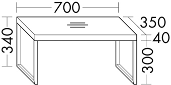 BANK M/VOET 70X34X35 GLWIT
