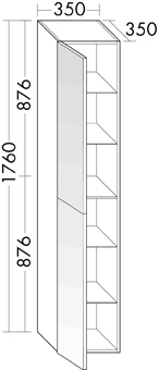 HOGEKAST 2DR-L SPIEG 35CM GLWI