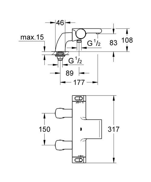 Thermostatische Cartridge Kraan Spoel, Badkamer