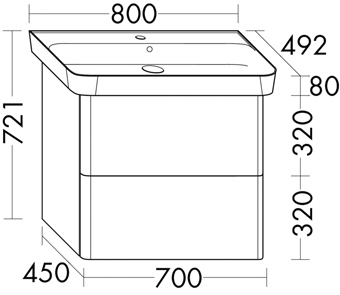WASTAFELMEUBEL 2L.80CM GLWIT